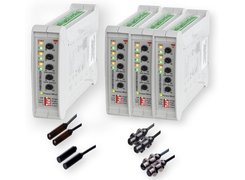 Amplifier units for 3 sets of photoelectric through-beam sensors MOF. (sensing range up to 50 m). Multiplex function for 30 optical sets. Carlo Gavazzi
