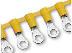 Halogen free insulated ring terminals in roll. Cembre